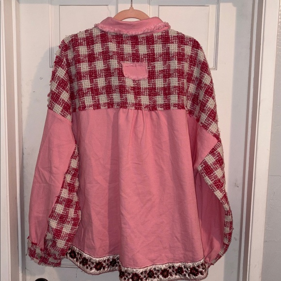 BiBi Pink Plaid SWEET PERSPECTIVE COLOR BLOCK JACKET - Picture 7 of 9